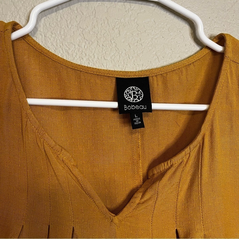 Bobeau Golden Yellow Flutter Sleeve Dress Size Large - Picture 3 of 12